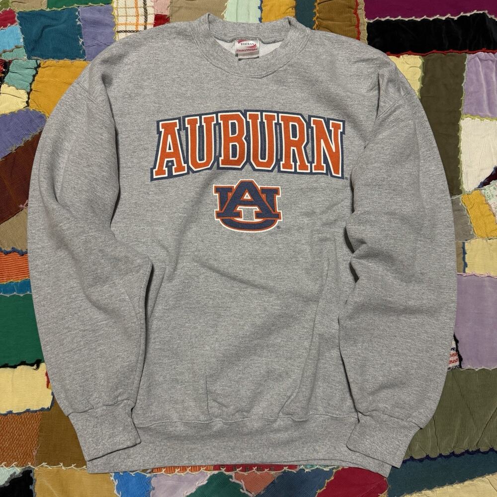 Vintage 90s Viatran Auburn Tigers Grey Graphic Crewneck Large